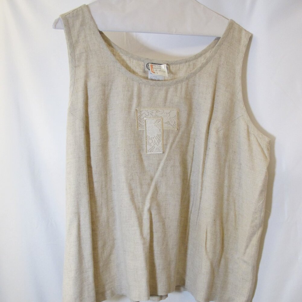 Natural linen-blend St. Germain sleeveless top XL
